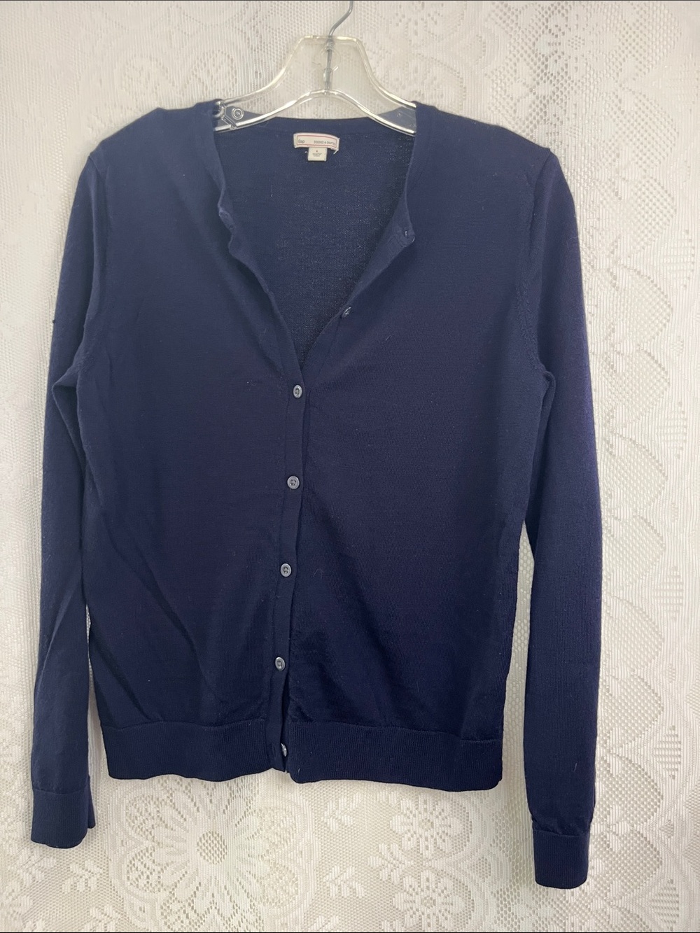 GAP Wool Blend Navy Button-Front Cardigan L